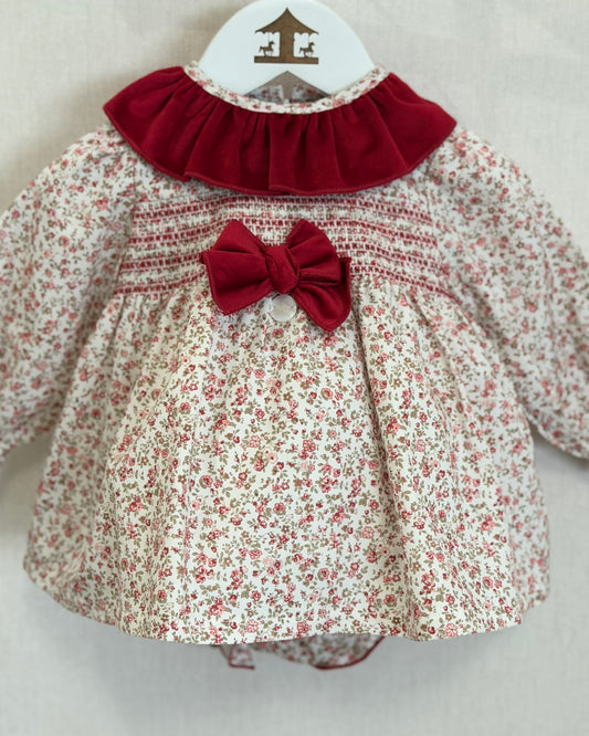 Conjunto Lazo Flores Rojo