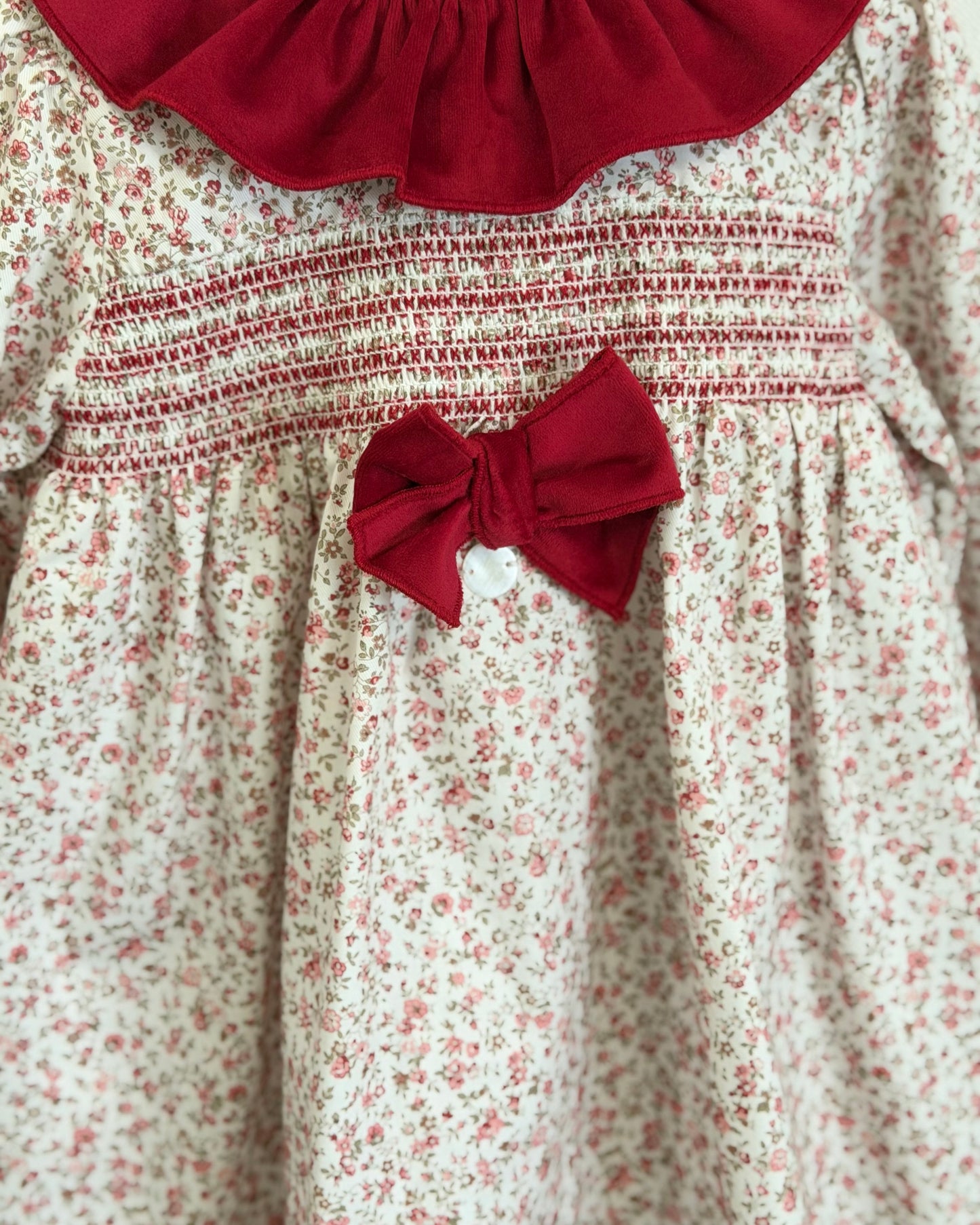 Vestido Lazo Flores Rojo